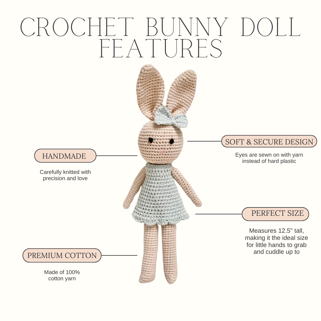 Crochet Bunny Doll in Light Blue Dress