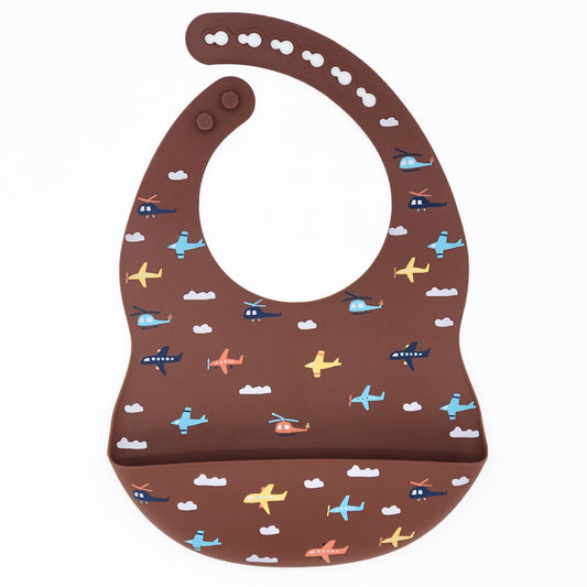 Silicone Bib with Retro Plane Design