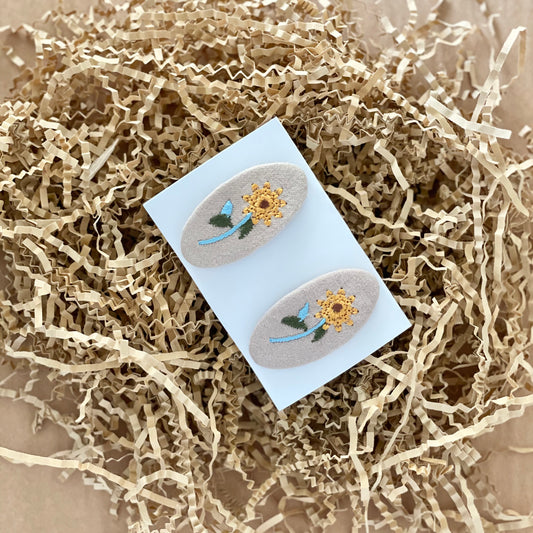 Embroidered Hair Barrettes