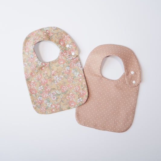 Floral/Polka Dot Reversible Bib Set