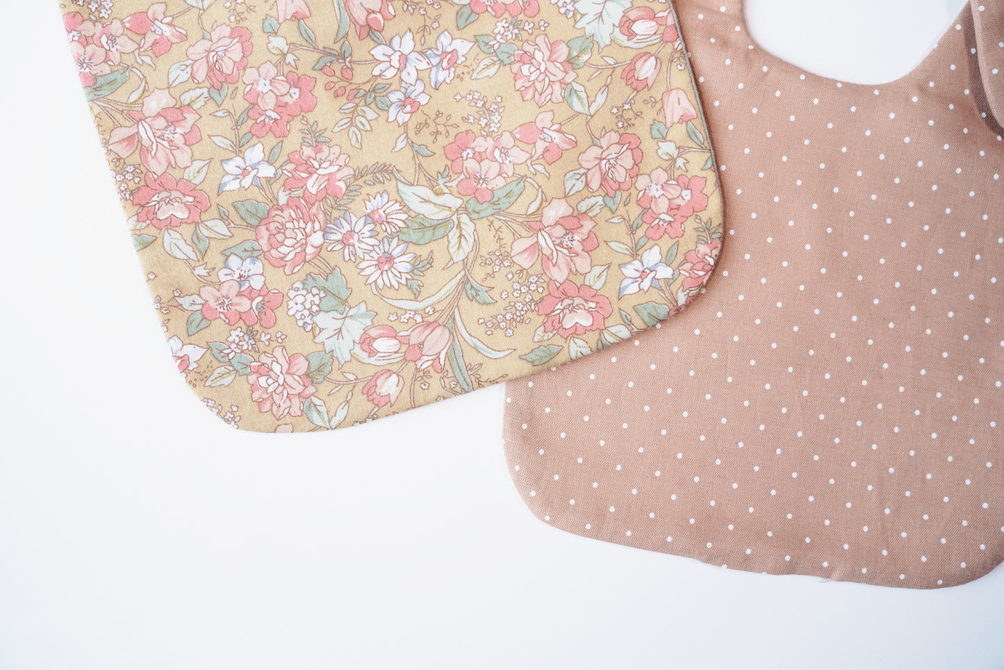 Floral/Polka Dot Reversible Bib Set