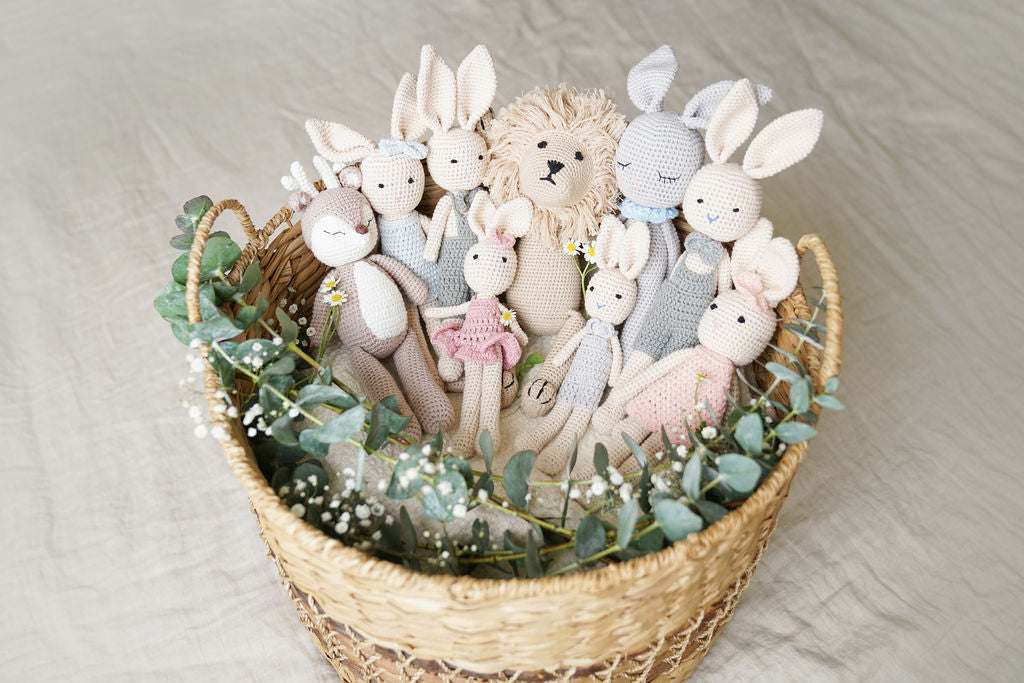 Petit Crochet Bunny Doll in Pink Dress