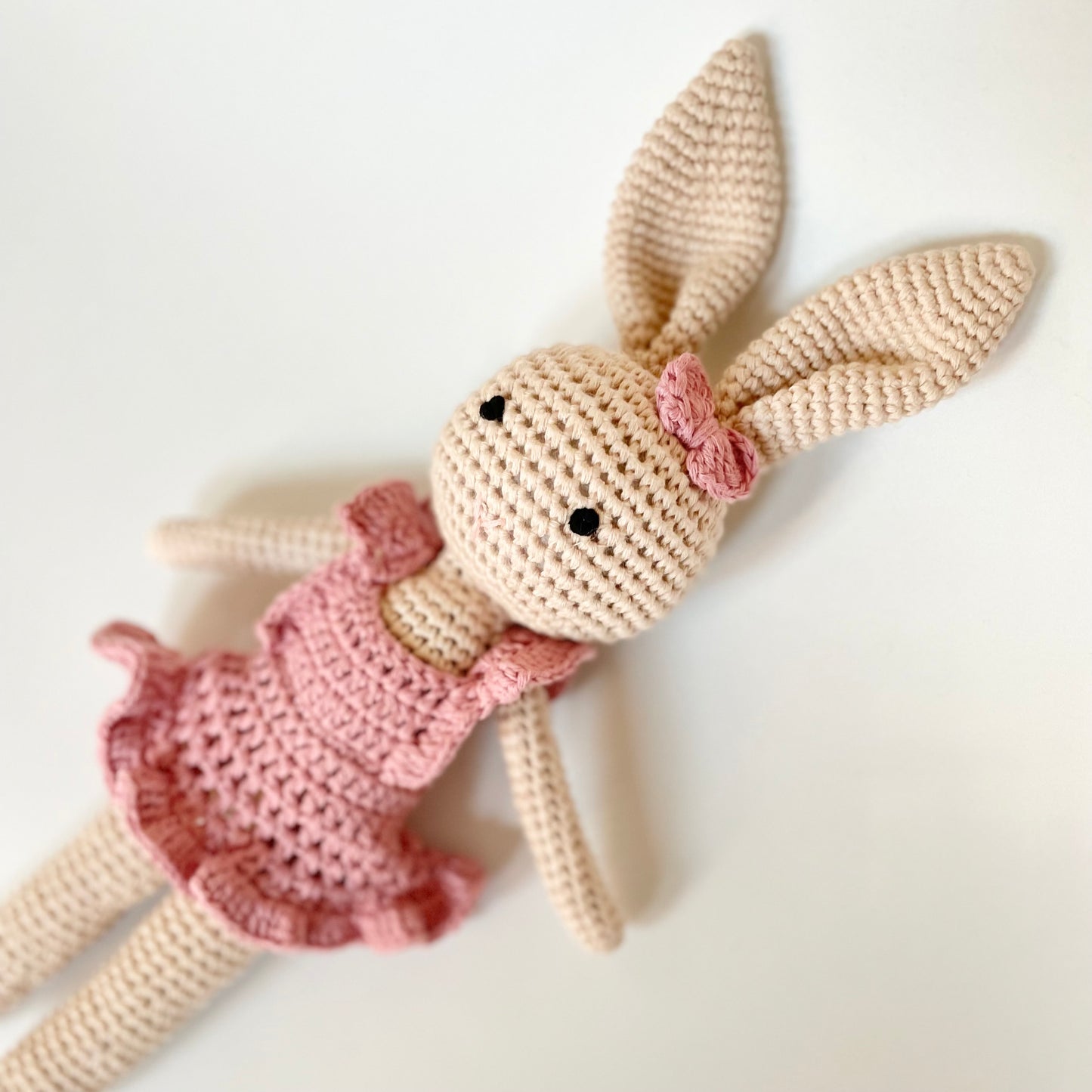 Crochet Bunny Doll in Ruffled Pink Dress