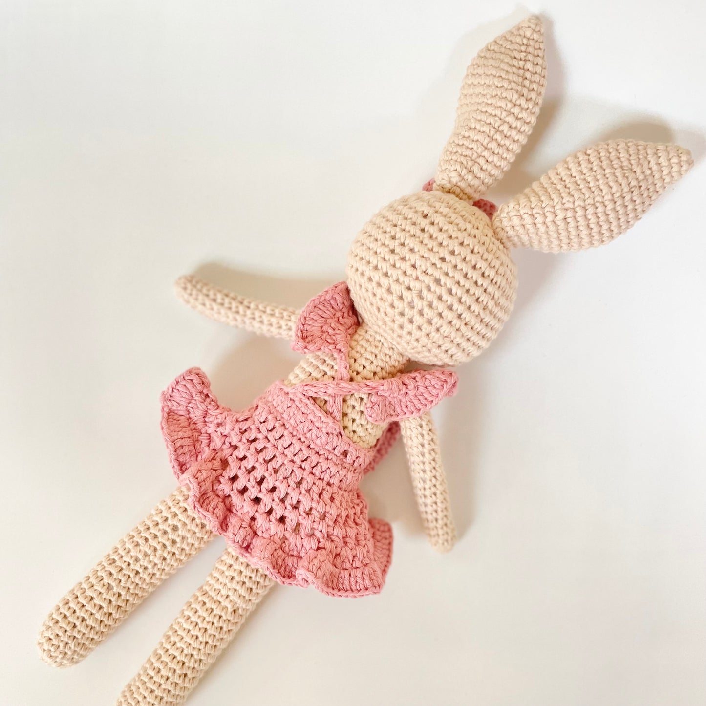 Crochet Bunny Doll in Ruffled Pink Dress