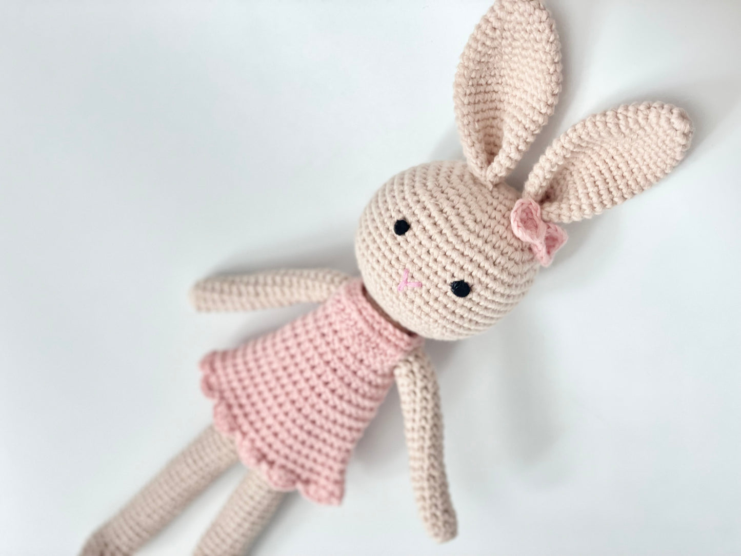 Crochet Bunny Doll in Light Pink Dress