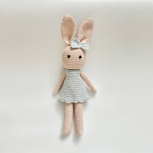 Crochet Bunny Doll in Light Blue Dress