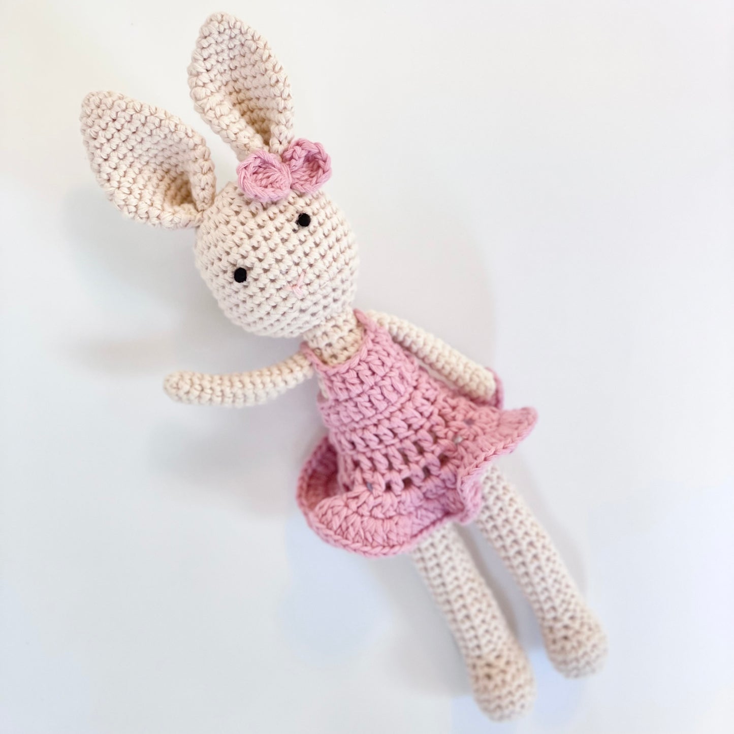 Petit Crochet Bunny Doll in Pink Dress